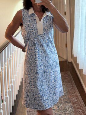 Sigrid Olsen Blue Golf Dress XL Coastal Preppy Tennis Athleisure Resort Summer